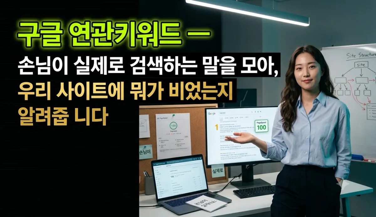 구글 연관키워드 — 손님이 실제로 검색하는 말을 모아, 우리 사이트에 뭐가 비었는지 알려줍니다